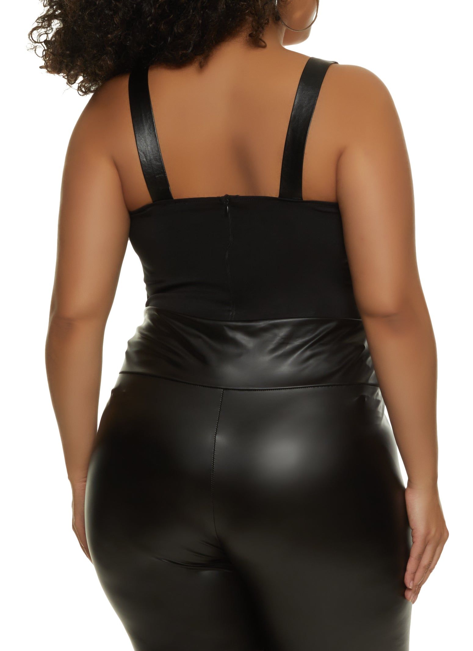 Plus Size Faux Leather Lace Up Detail Bustier Bodysuit sold by Rainbow product image thumbnail 3