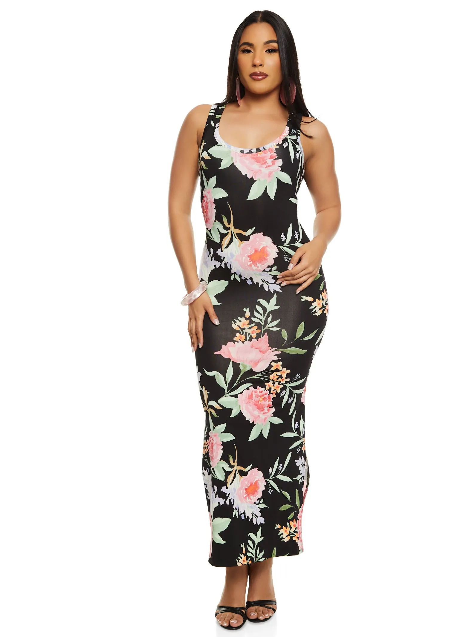 Floral Print Scoop Neck Tank Maxi Dress sold by Rainbow product image thumbnail 2