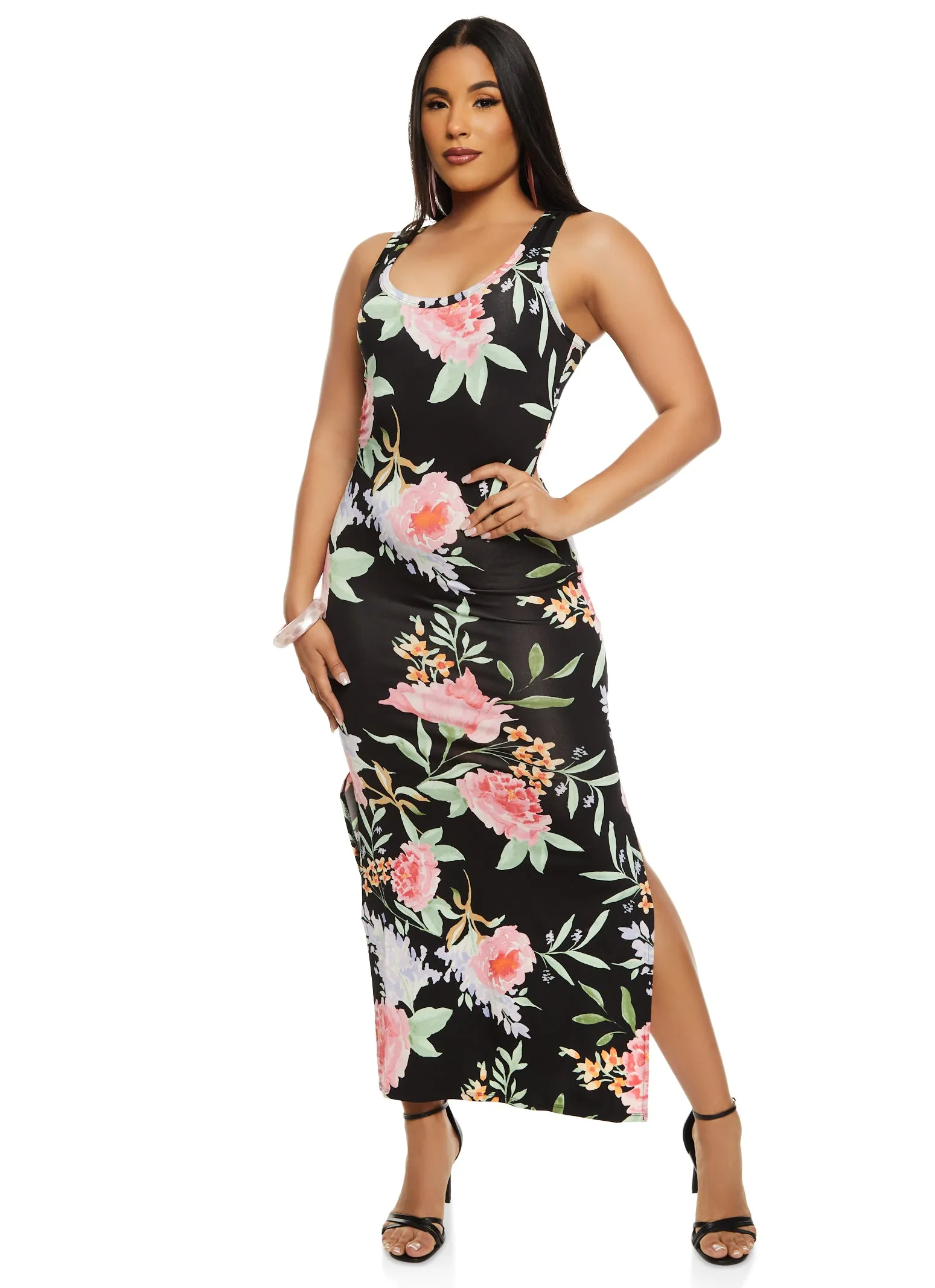 Floral Print Scoop Neck Tank Maxi Dress sold by Rainbow