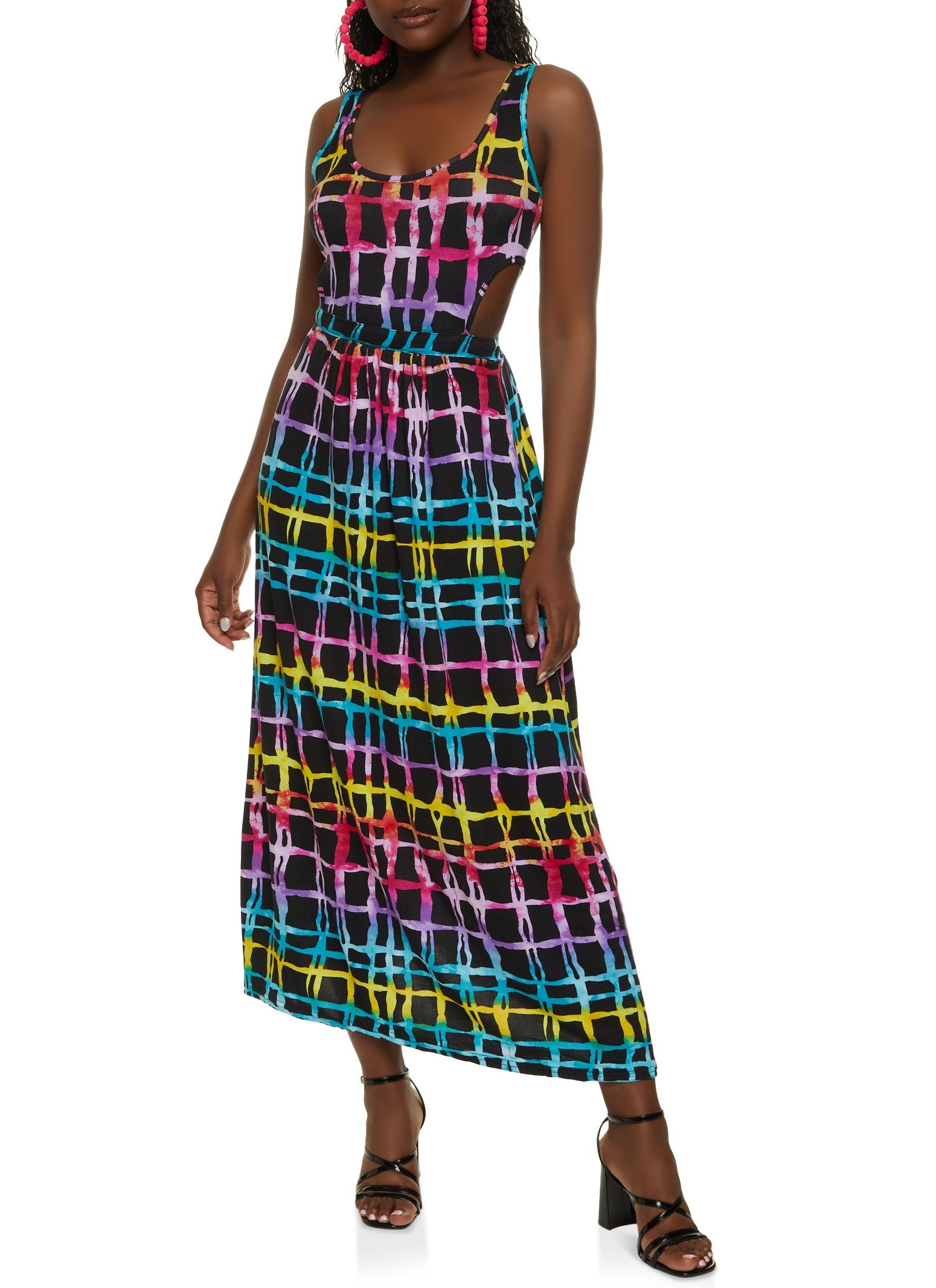 Rainbow Printed Cut Out Maxi Dress sold by Rainbow