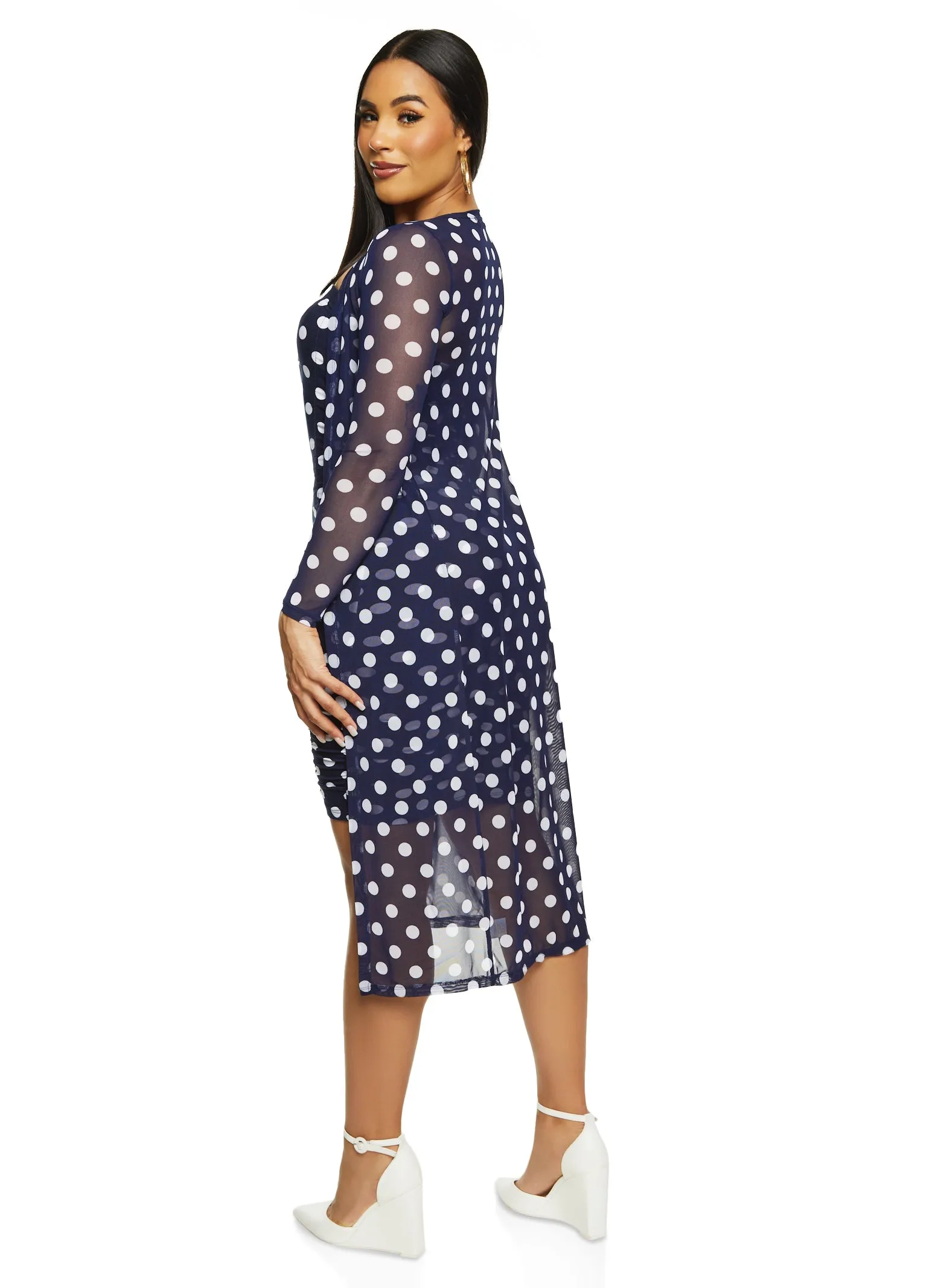 Polka Dot Print Tube Dress with Mesh Duster sold by Rainbow product image thumbnail 2
