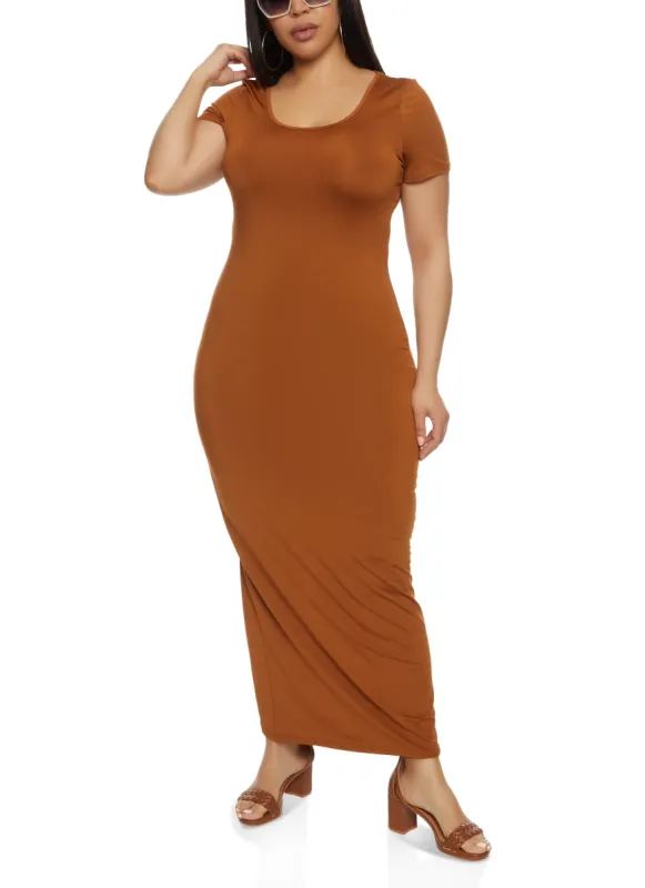 Plus Size Daisy Back Slit T Shirt Maxi Dress sold by Rainbow