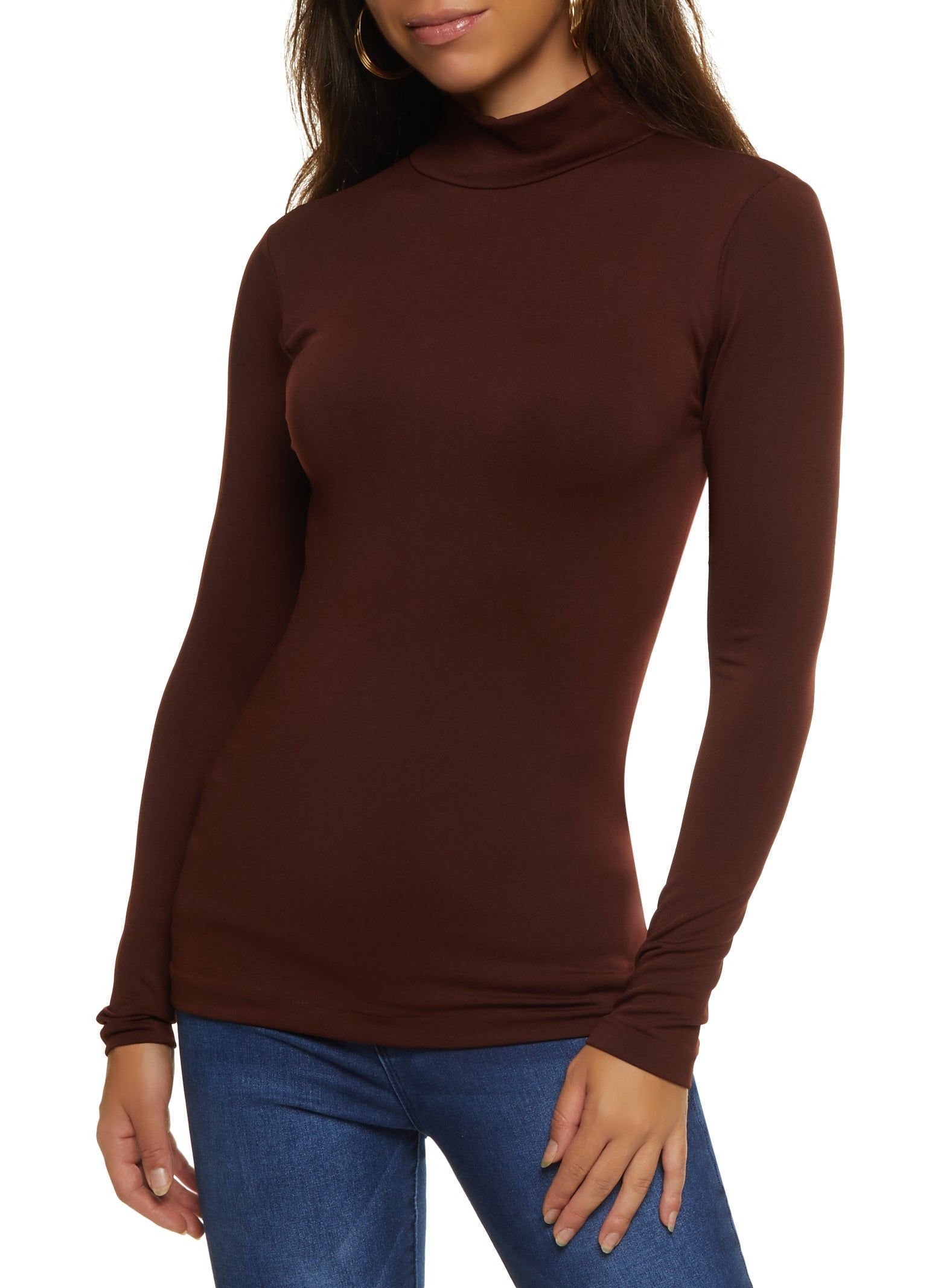 Basic Seamless Mock Neck Long Sleeve Tee sold by Rainbow