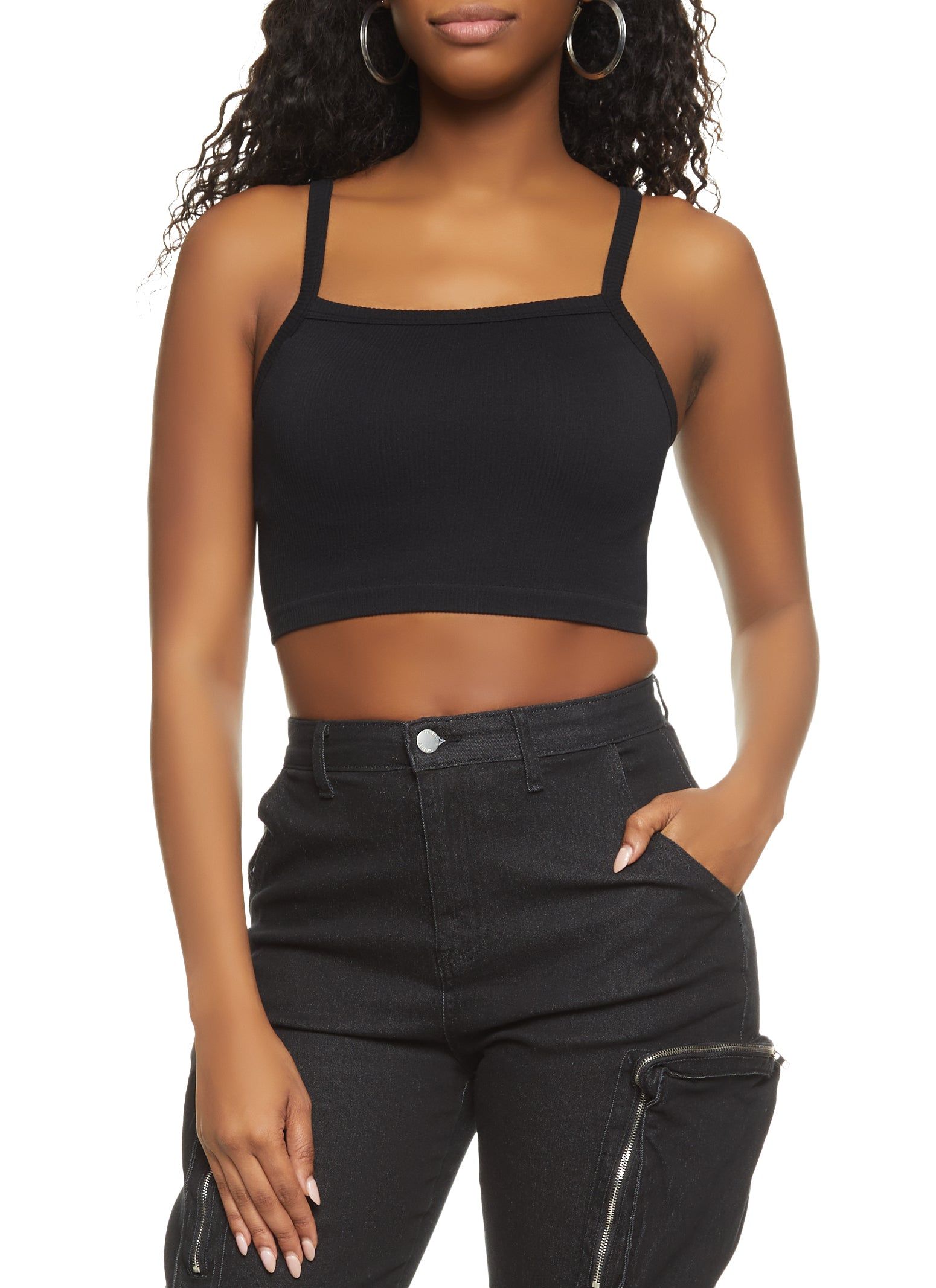 Ribbed Knit Seamless Cropped Cami sold by Rainbow