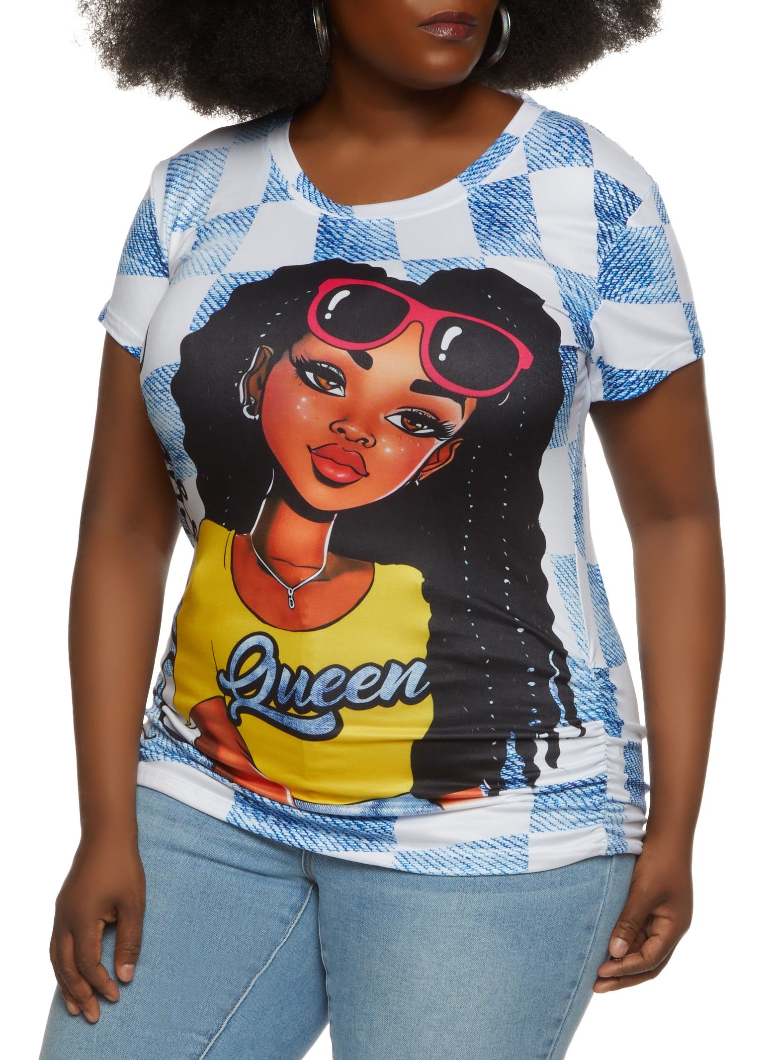 Plus Size Queen Checkered Graphic Tee sold by Rainbow