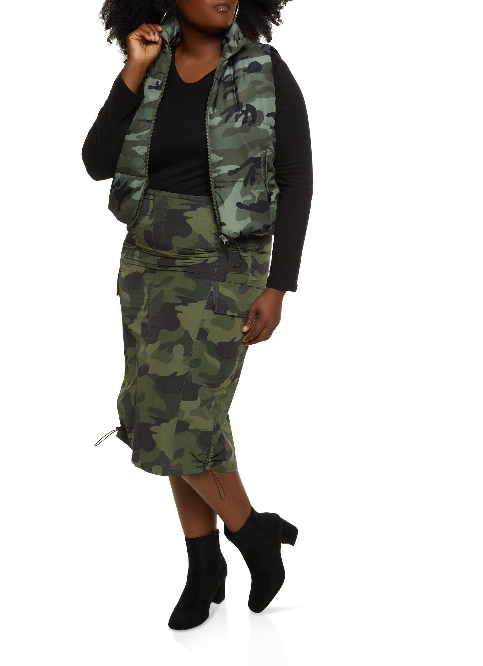 Plus Size Nylon Camouflage Puffer Vest sold by Rainbow product image thumbnail 2