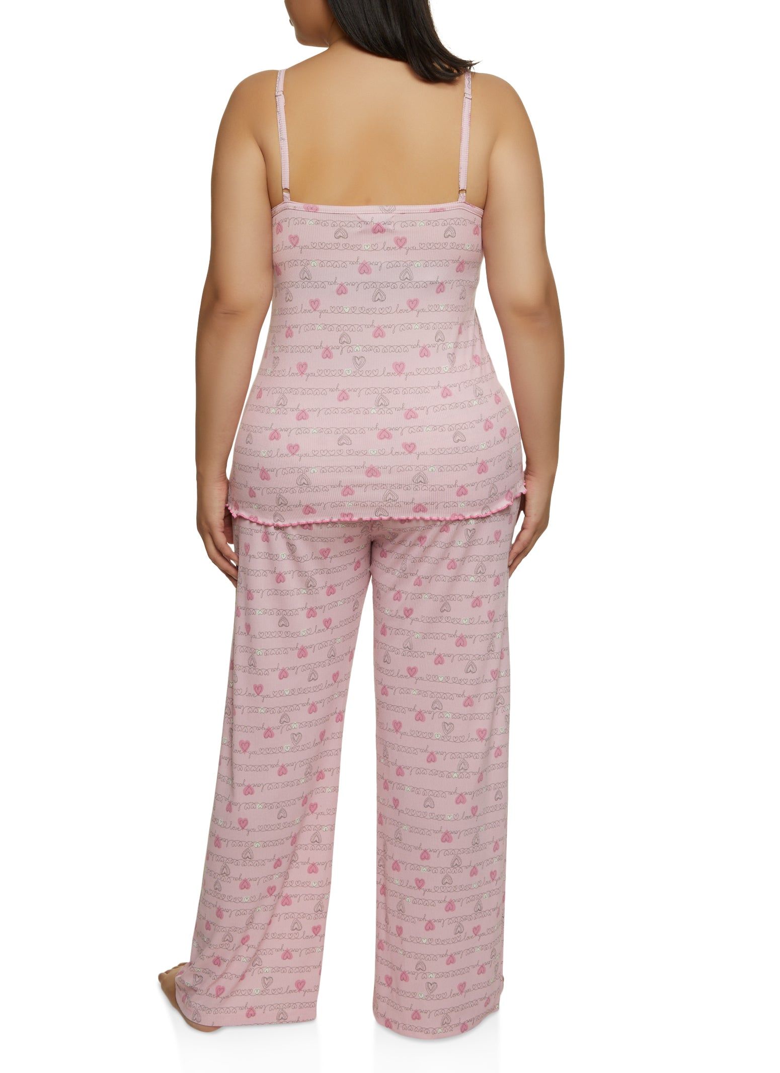 Plus Size Heart Graphic Print Pajama Cami and Pants sold by Rainbow product image thumbnail 2