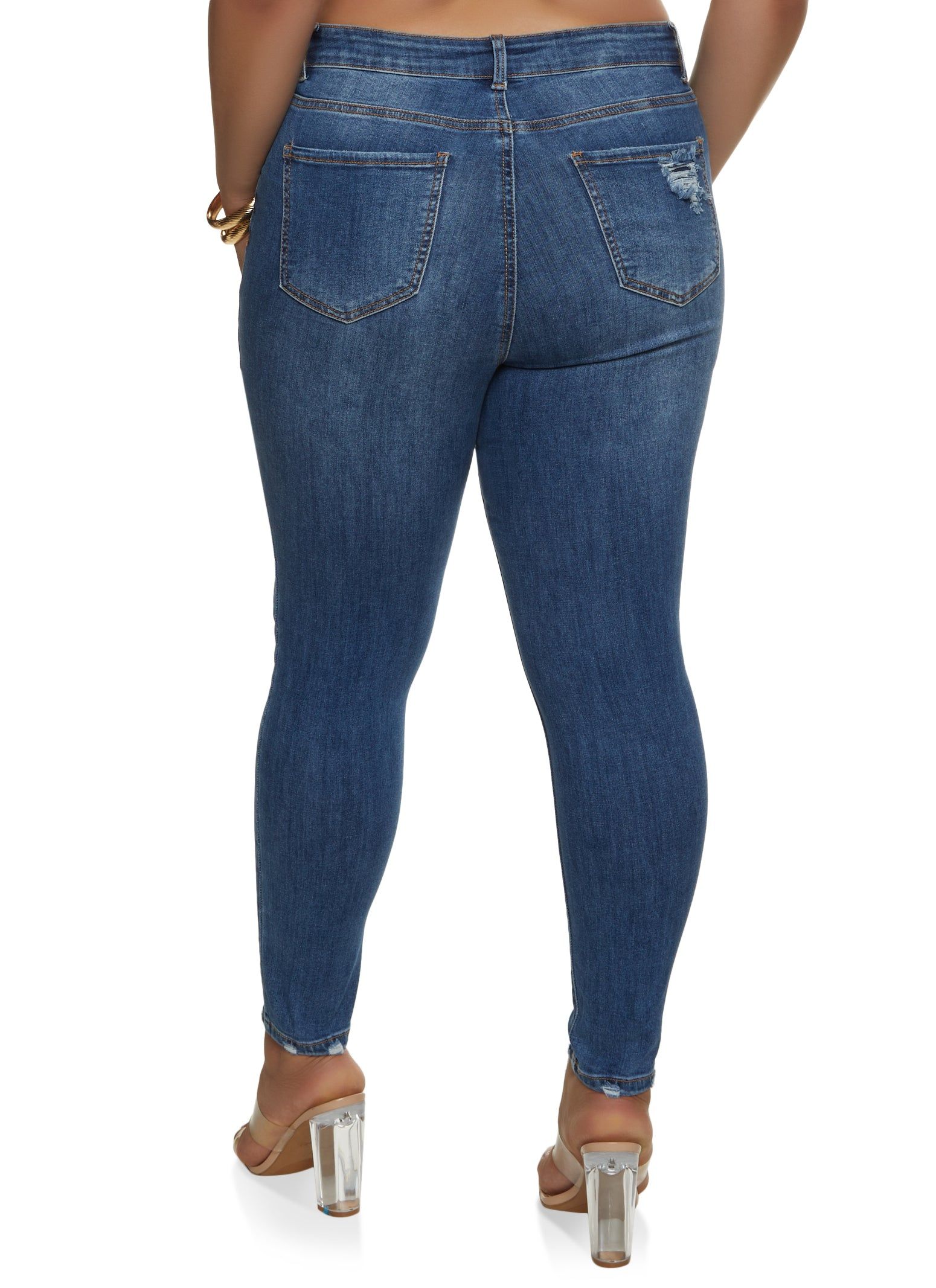 Plus Size WAX Distressed High Rise Skinny Jeans sold by Rainbow product image thumbnail 2