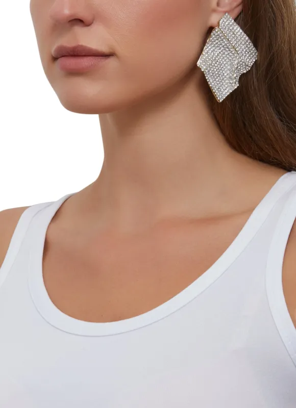 Rhinestone Encrusted Statement Earrings sold by Rainbow