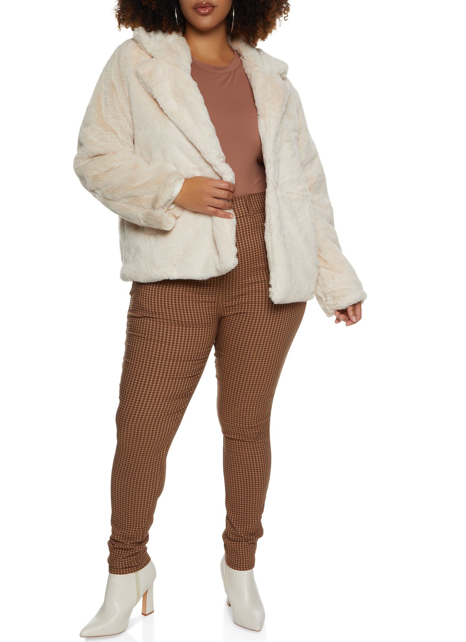 Plus Size Snap Button Front Faux Fur Jacket sold by Rainbow product image thumbnail 2