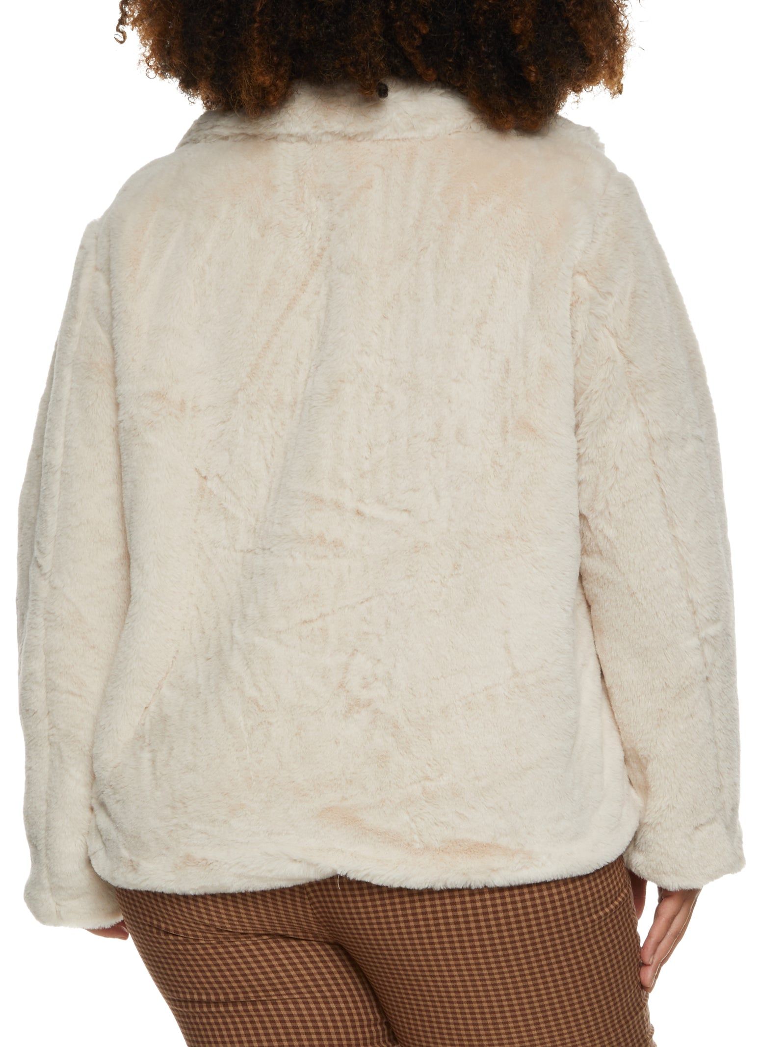 Plus Size Snap Button Front Faux Fur Jacket sold by Rainbow product image thumbnail 3