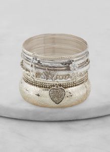Set of 13 Rhinestone Charm Metallic Bangles sold by Rainbow