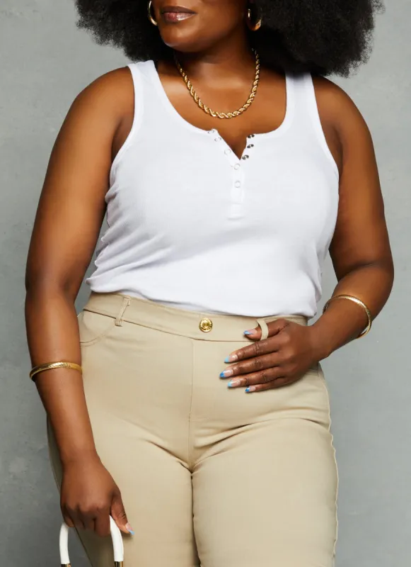 Plus Size Henley Tank Top sold by Rainbow