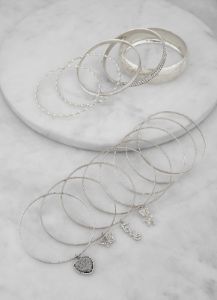 Set of 13 Rhinestone Charm Metallic Bangles sold by Rainbow