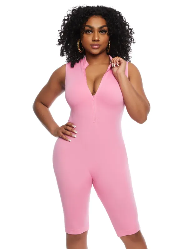Seamless Ribbed Zip Front Romper sold by Rainbow