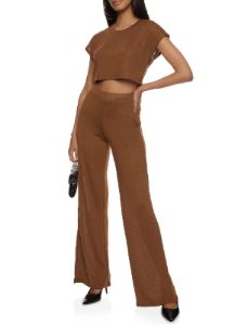 Brushed Knit Short Sleeve Crop Top sold by Rainbow