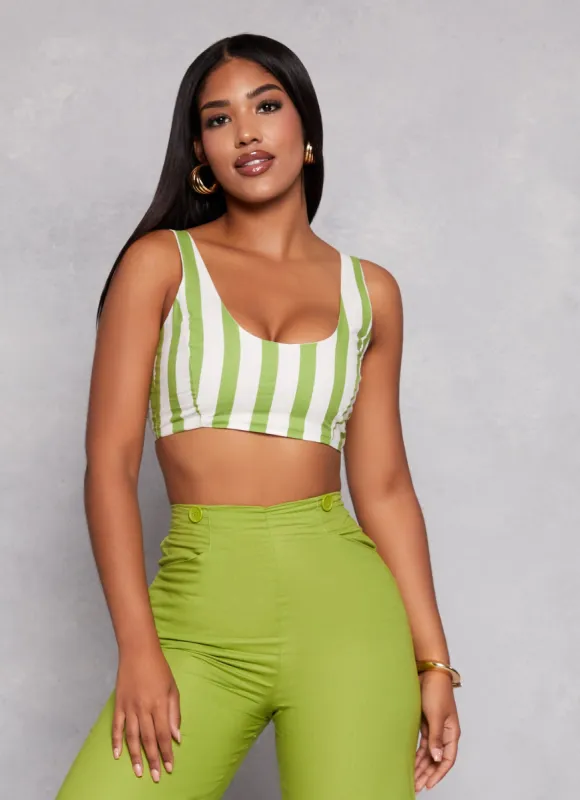 Striped Scoop Neck Cropped Tank Top sold by Rainbow