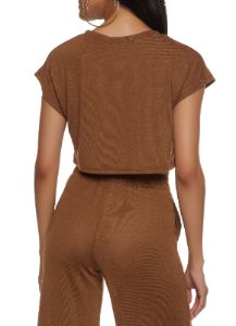 Brushed Knit Short Sleeve Crop Top sold by Rainbow