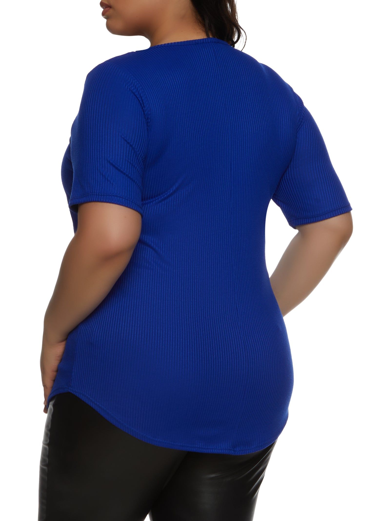 Plus Size Rib Knit V Neck Tee sold by Rainbow product image thumbnail 2