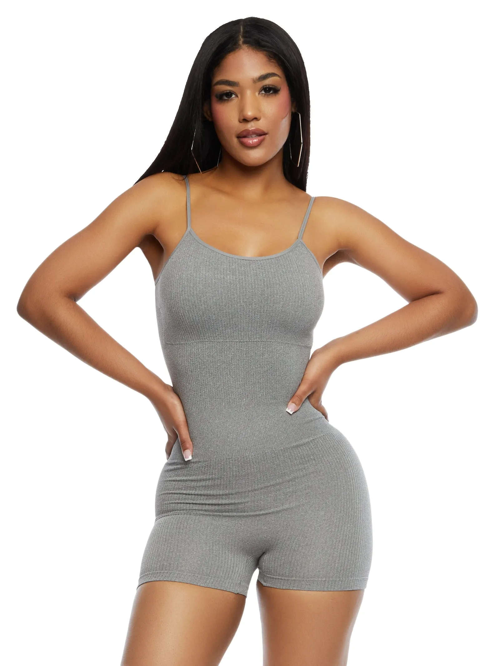 Seamless Ribbed Scoop Neck Cami Romper sold by Rainbow product image thumbnail 2
