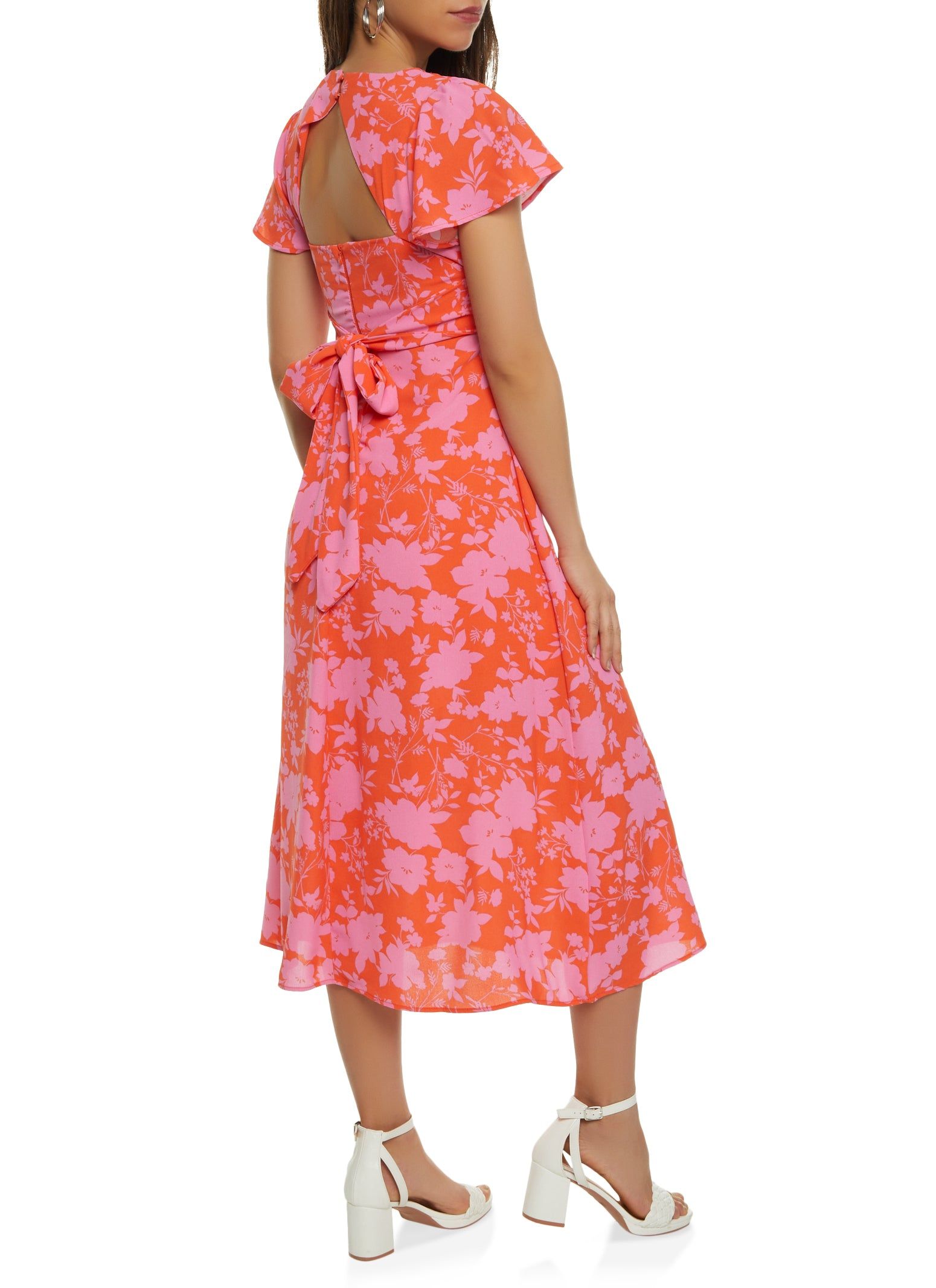 Floral Print Flutter Sleeve Maxi Dress sold by Rainbow product image thumbnail 3