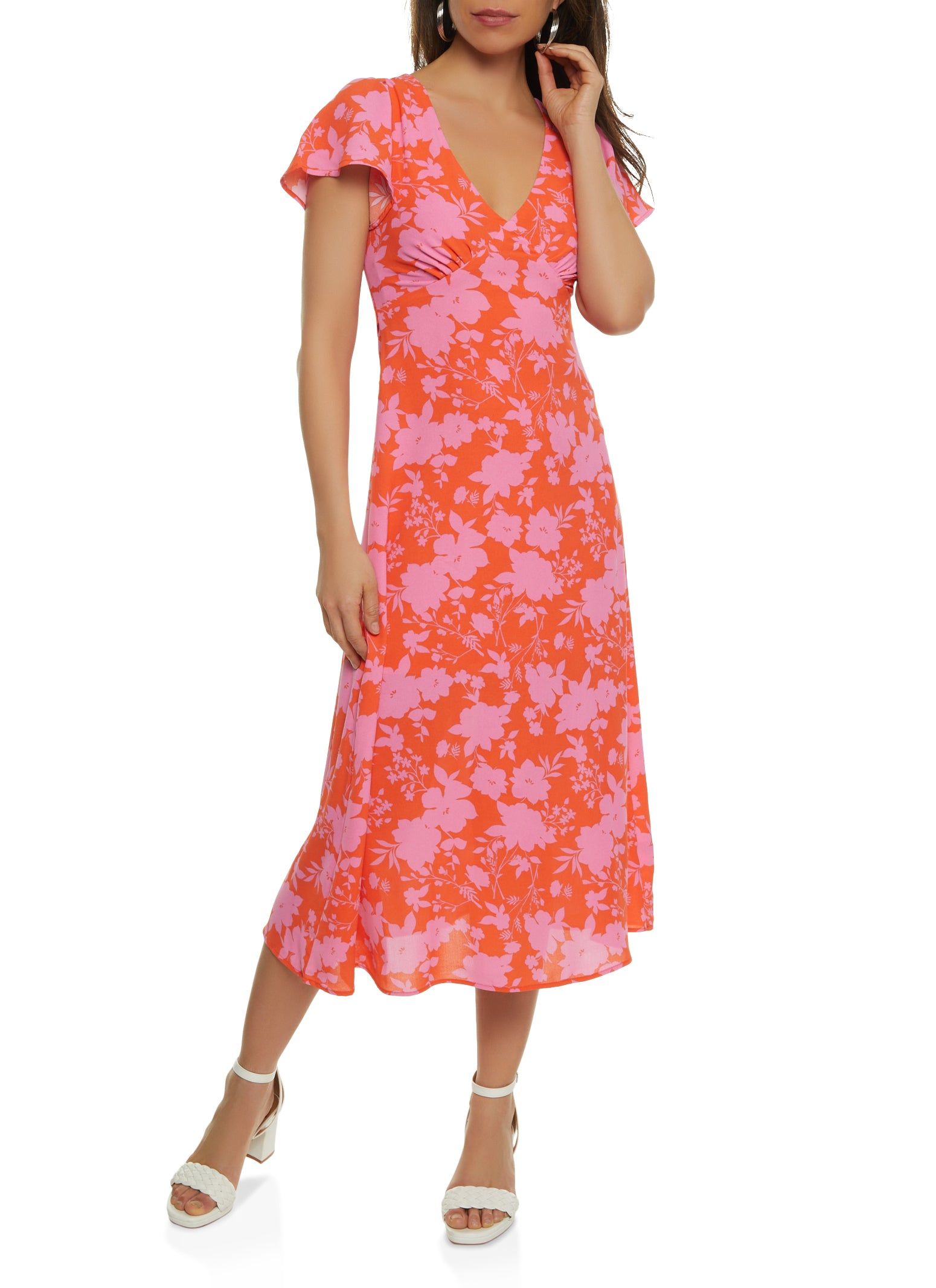 Floral Print Flutter Sleeve Maxi Dress sold by Rainbow product image thumbnail 2