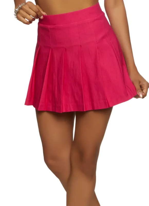 Solid Pleated Mini Skirt sold by Rainbow