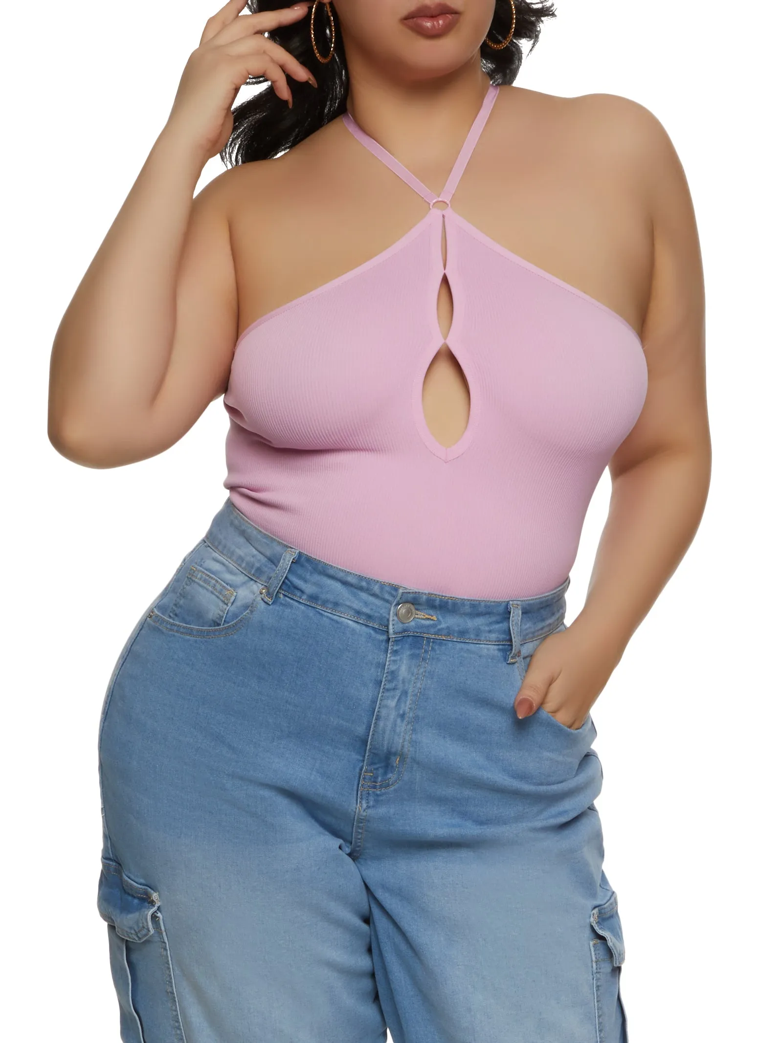 Plus Size Keyhole Open Back Bodysuit sold by Rainbow product image thumbnail 2