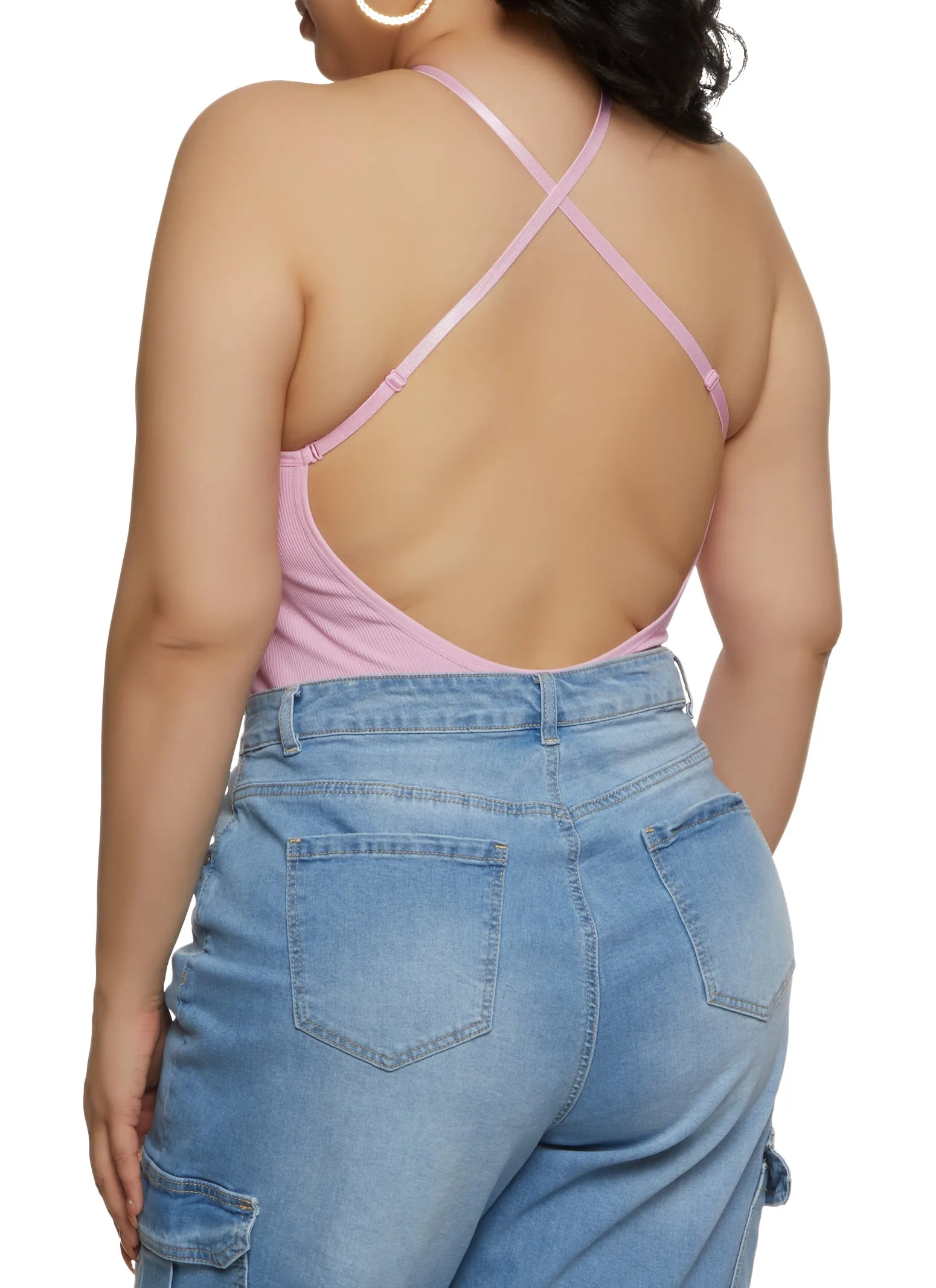 Plus Size Keyhole Open Back Bodysuit sold by Rainbow product image thumbnail 3