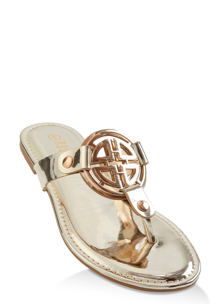 Geometric Pendant Thong Sandals sold by Rainbow