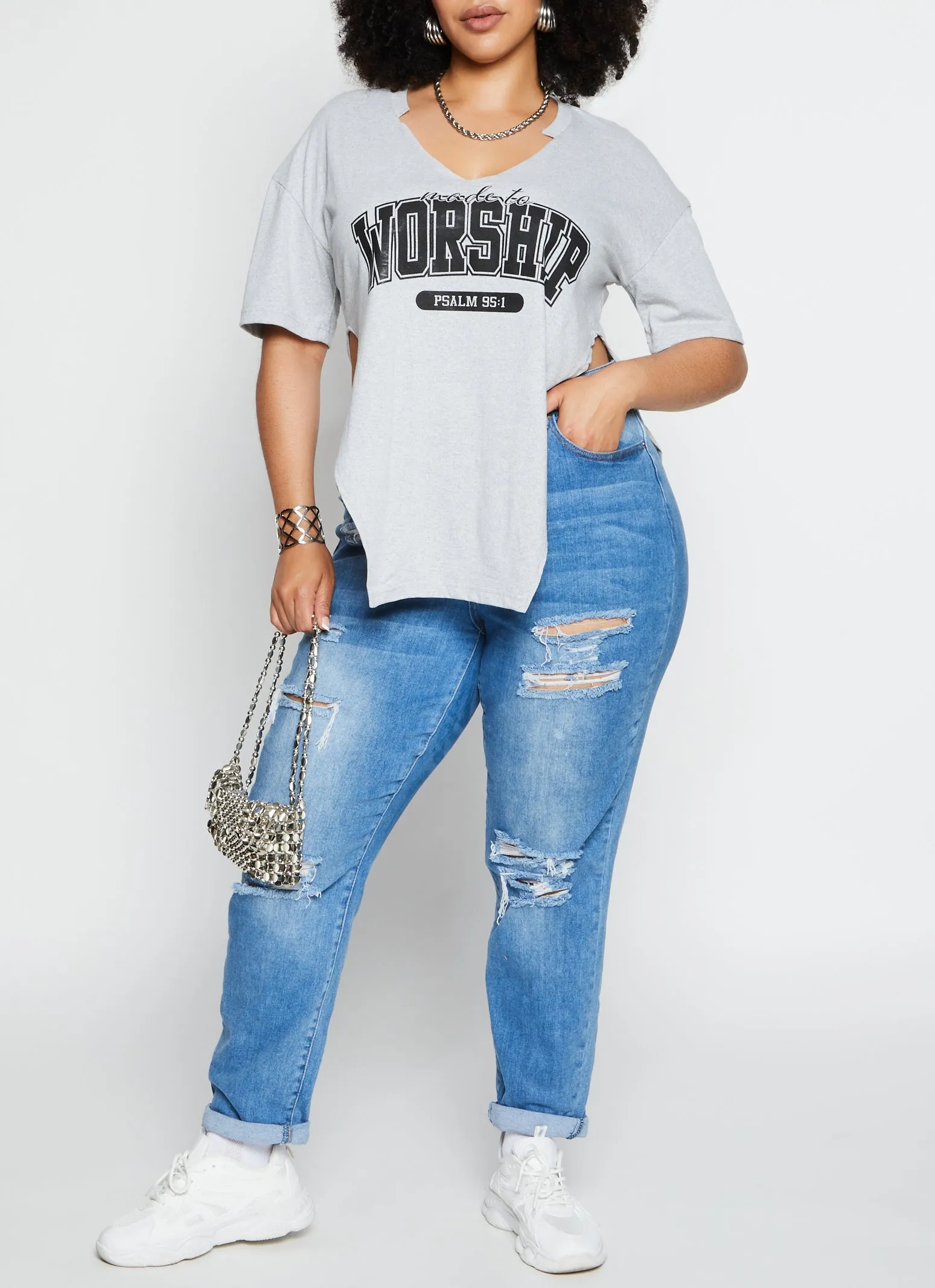 Plus Size Made To Worship Hanky Hem Graphic Tee sold by Rainbow product image thumbnail 2