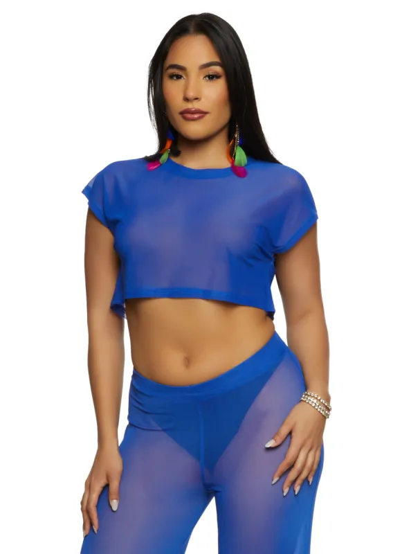 Daisy Sheer Mesh Crop Top sold by Rainbow