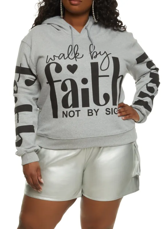 Plus Size Walk By Faith Not By Sight Graphic Hoodie sold by Rainbow
