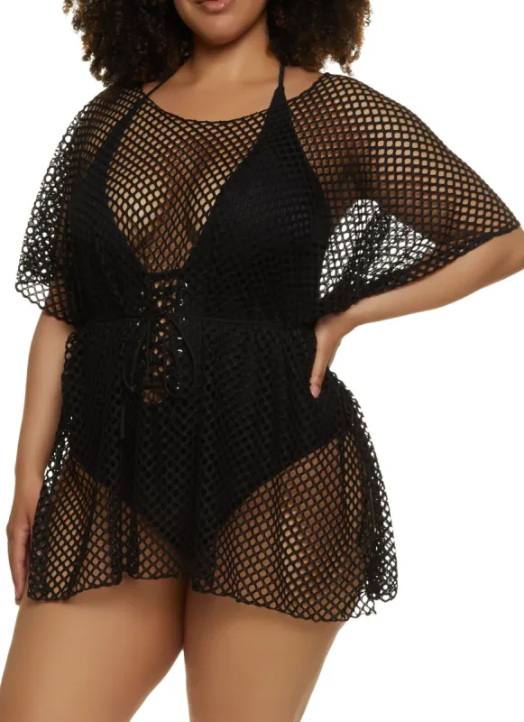 Fishnet Mini Dress Cover Up sold by Rainbow