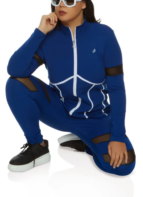 Plus Size Contrast Trim Zip Front Track Jacket sold by Rainbow