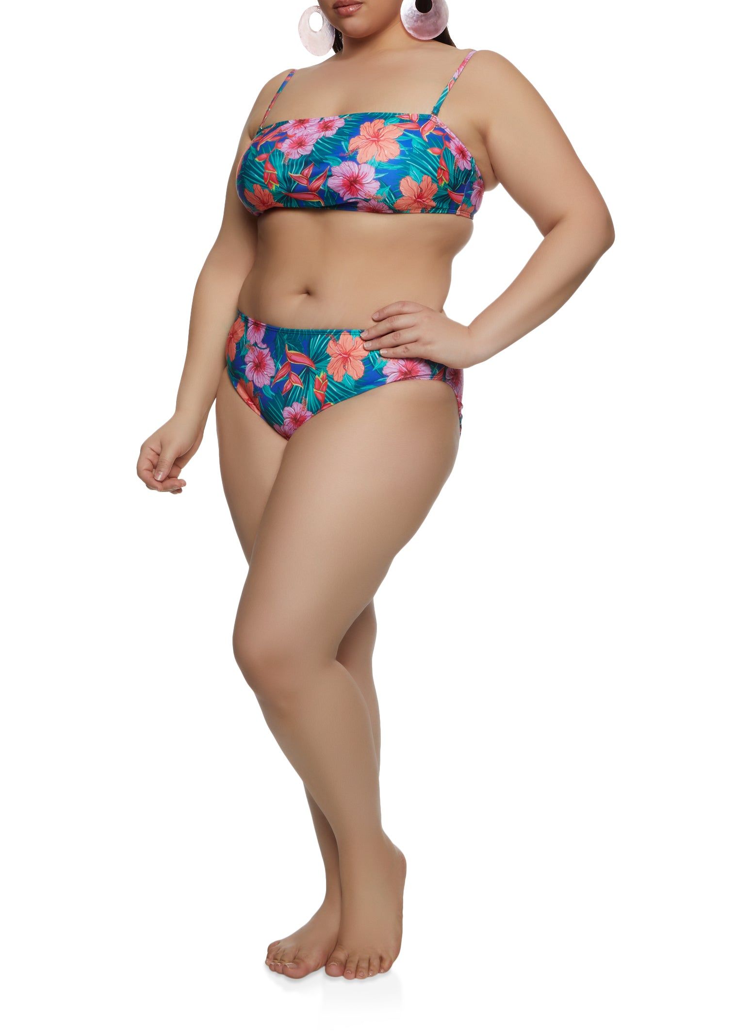 Plus Size Floral Print Bandeau Swim Bikini Top sold by Rainbow product image thumbnail 2