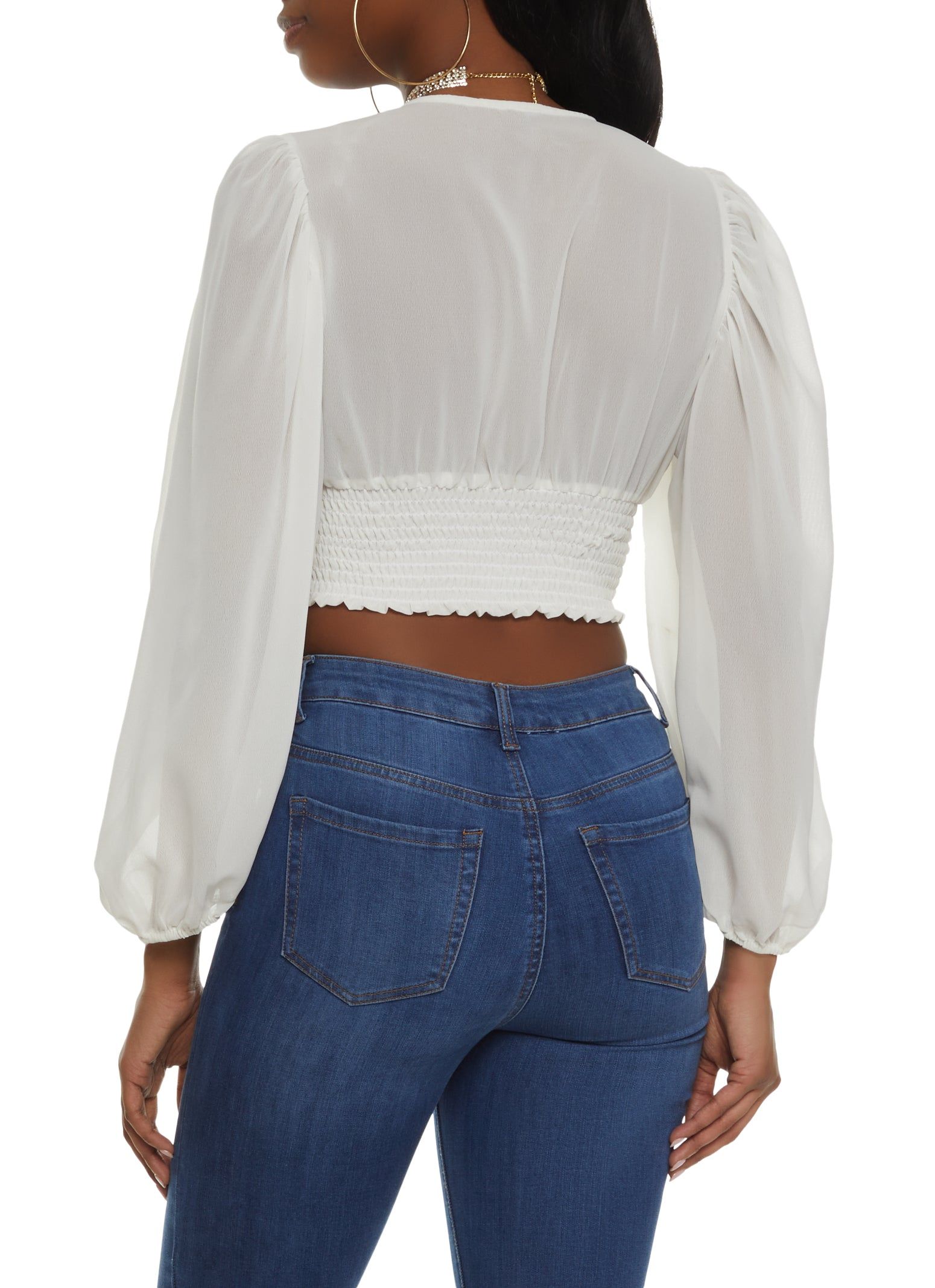 Pleated Button Front Cropped Blouse sold by Rainbow product image thumbnail 2