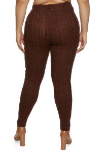 Plus Size Cable Knit High Waist Leggings sold by Rainbow