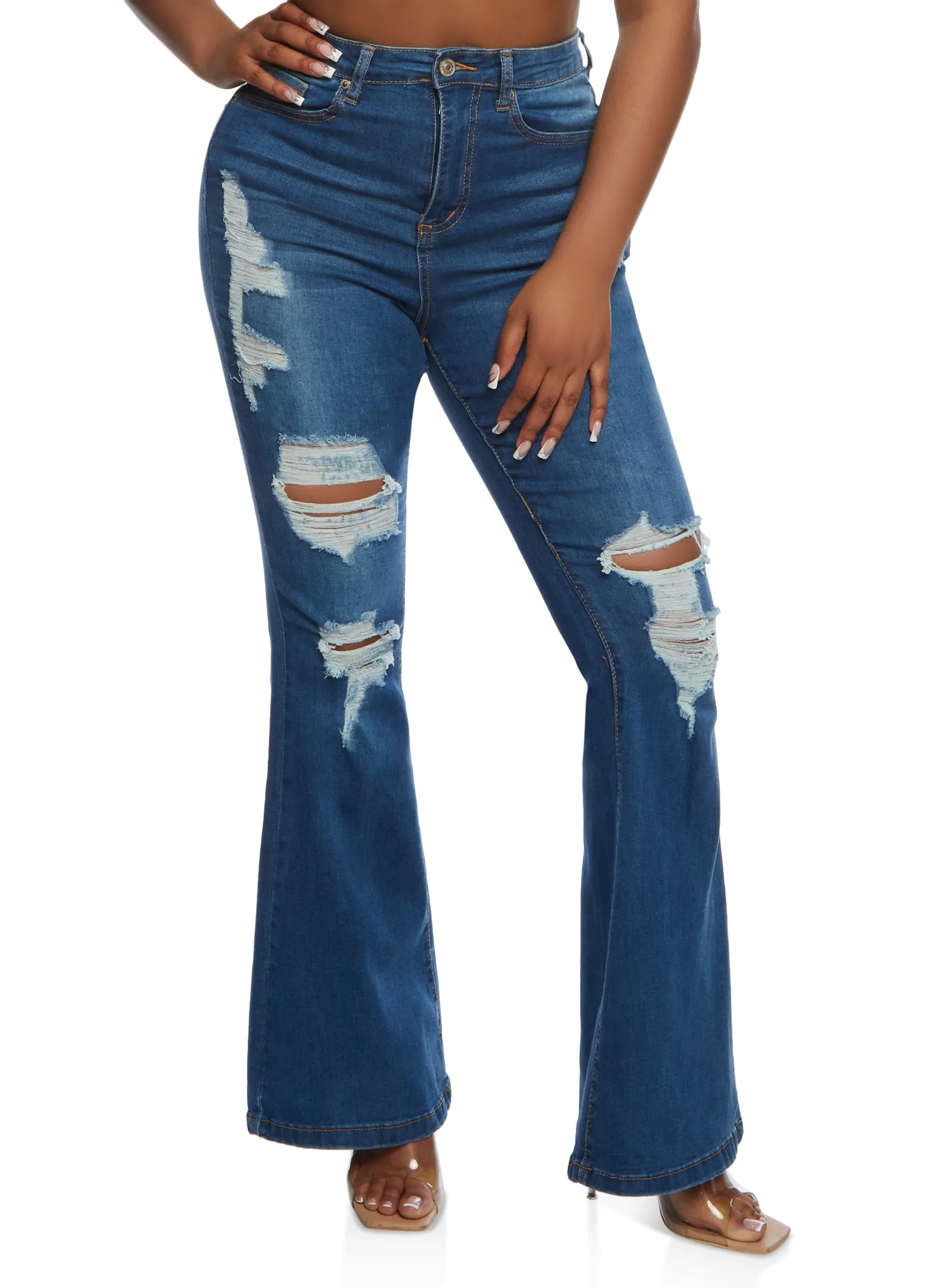 WAX High Waisted Distressed Flare Jeans sold by Rainbow product image thumbnail 2