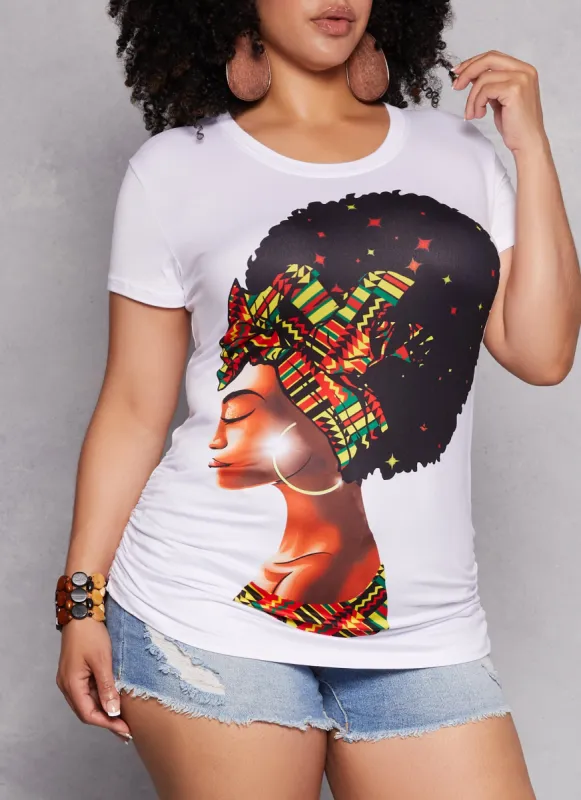 Plus Size Afro Girl Graphic Ruched Tee sold by Rainbow