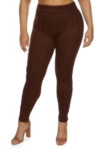 Plus Size Cable Knit High Waist Leggings sold by Rainbow