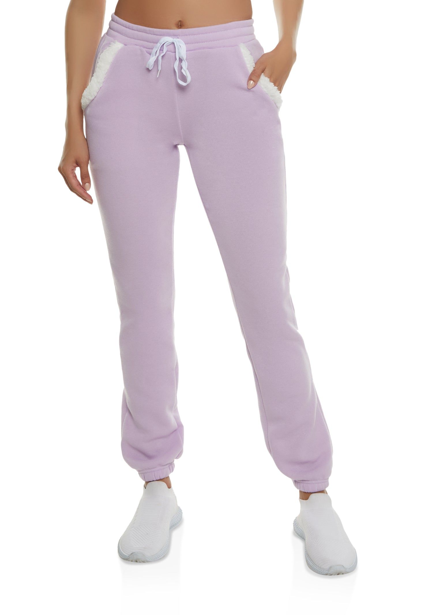 Sherpa Trim Drawstring Joggers sold by Rainbow