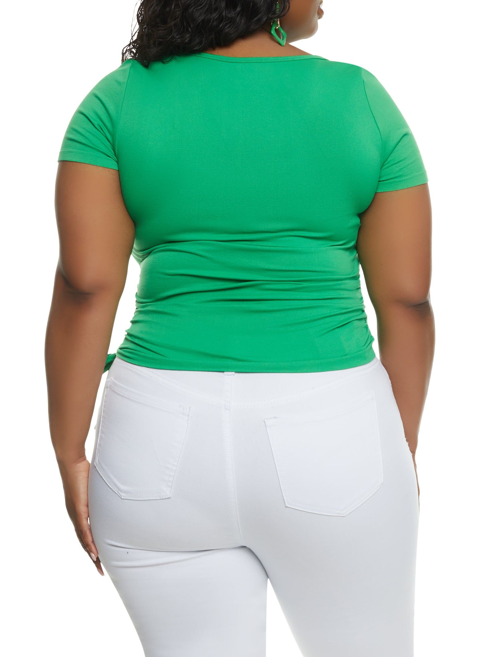Plus Size Scoop Neck Ruched Side T Shirt sold by Rainbow product image thumbnail 2