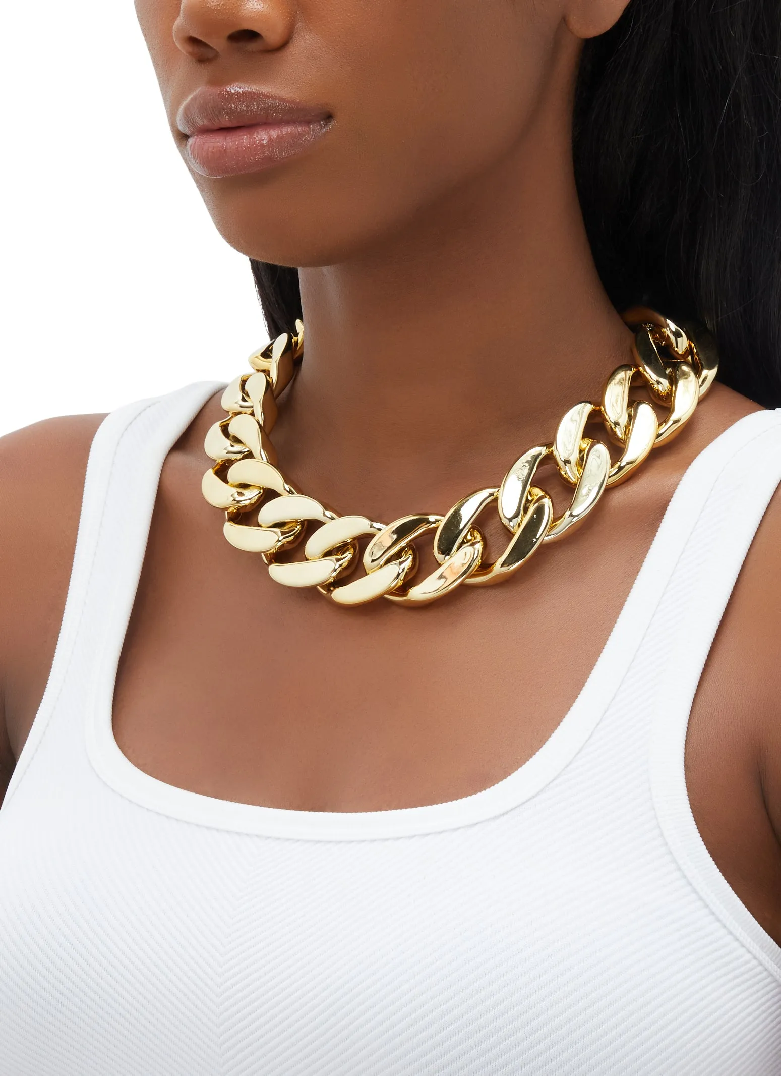 Metallic Oversized Curb Chain Necklace sold by Rainbow