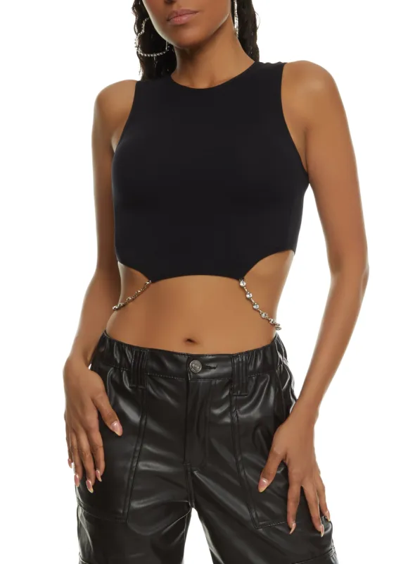 Chain Trim Cropped Tank Top sold by Rainbow