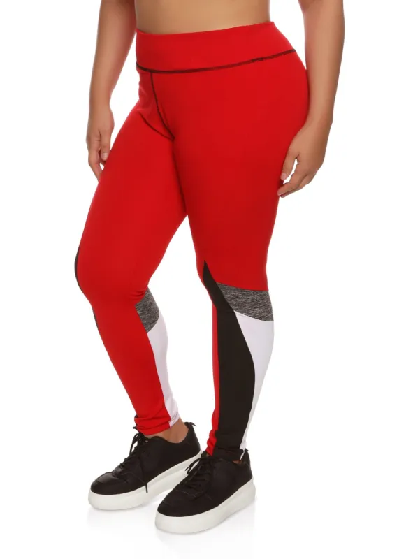 Plus Size Color Block High Waist Leggings sold by Rainbow