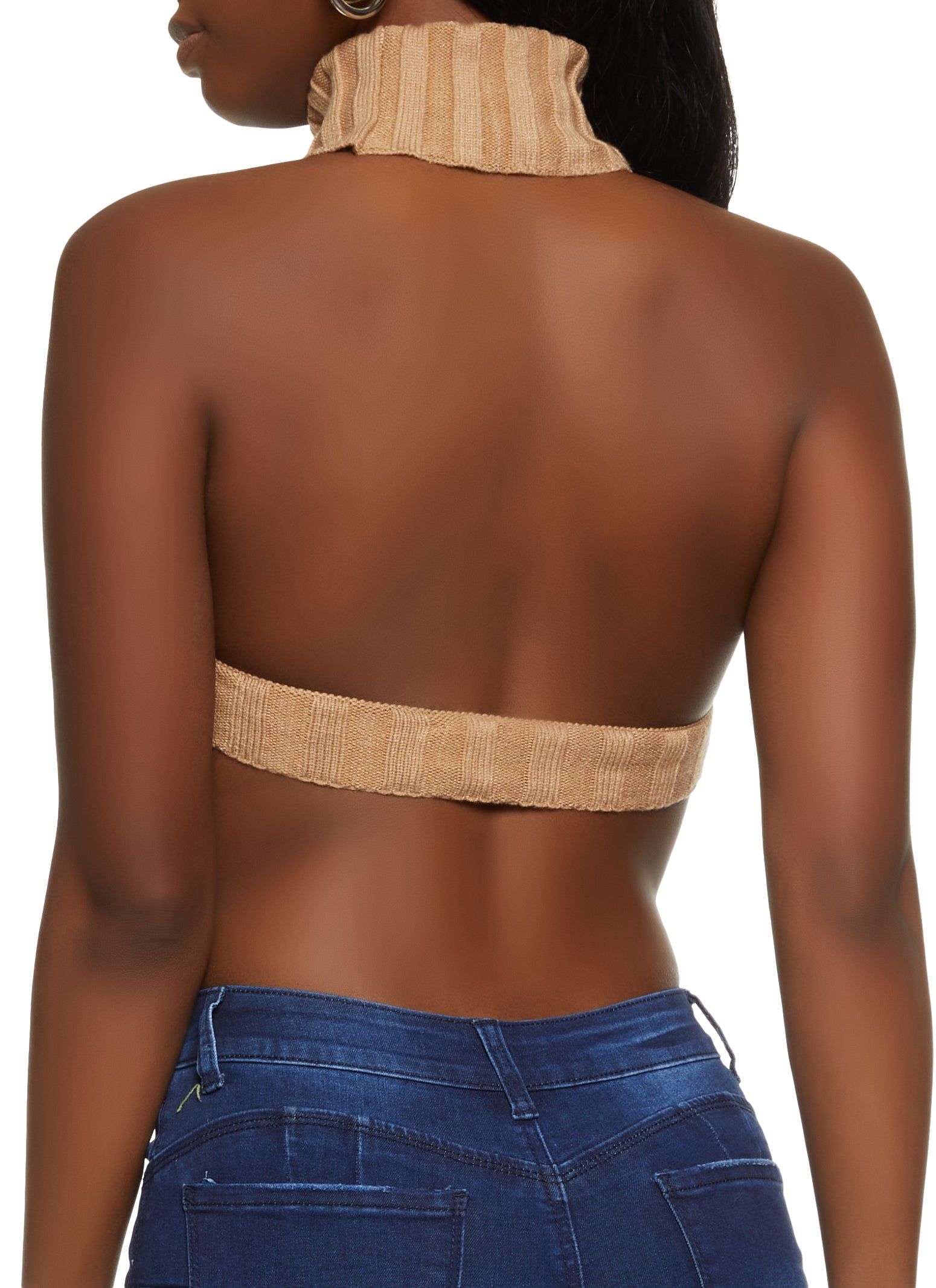 Rib Knit Turtleneck Keyhole Halter Top sold by Rainbow product image thumbnail 2