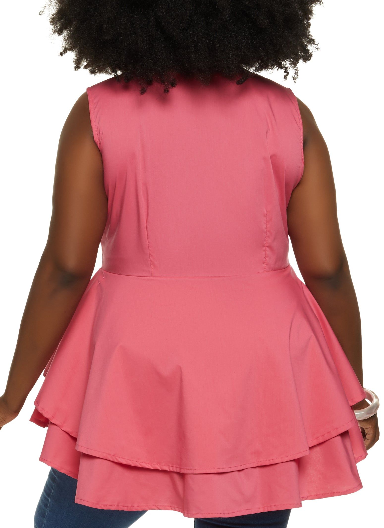 Plus Size Button Front Flounce Hem Blouse sold by Rainbow product image thumbnail 2