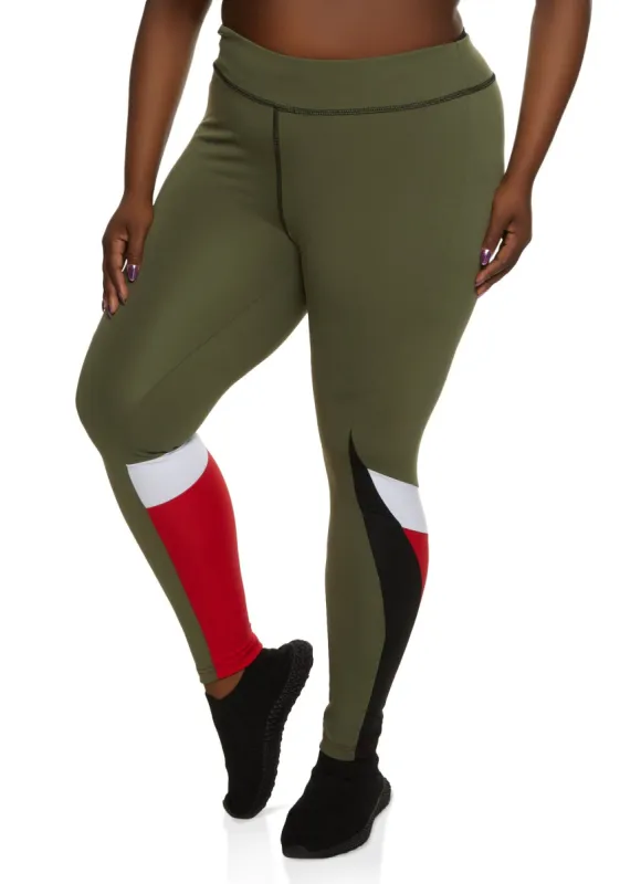 Plus Size Color Block High Waist Leggings sold by Rainbow