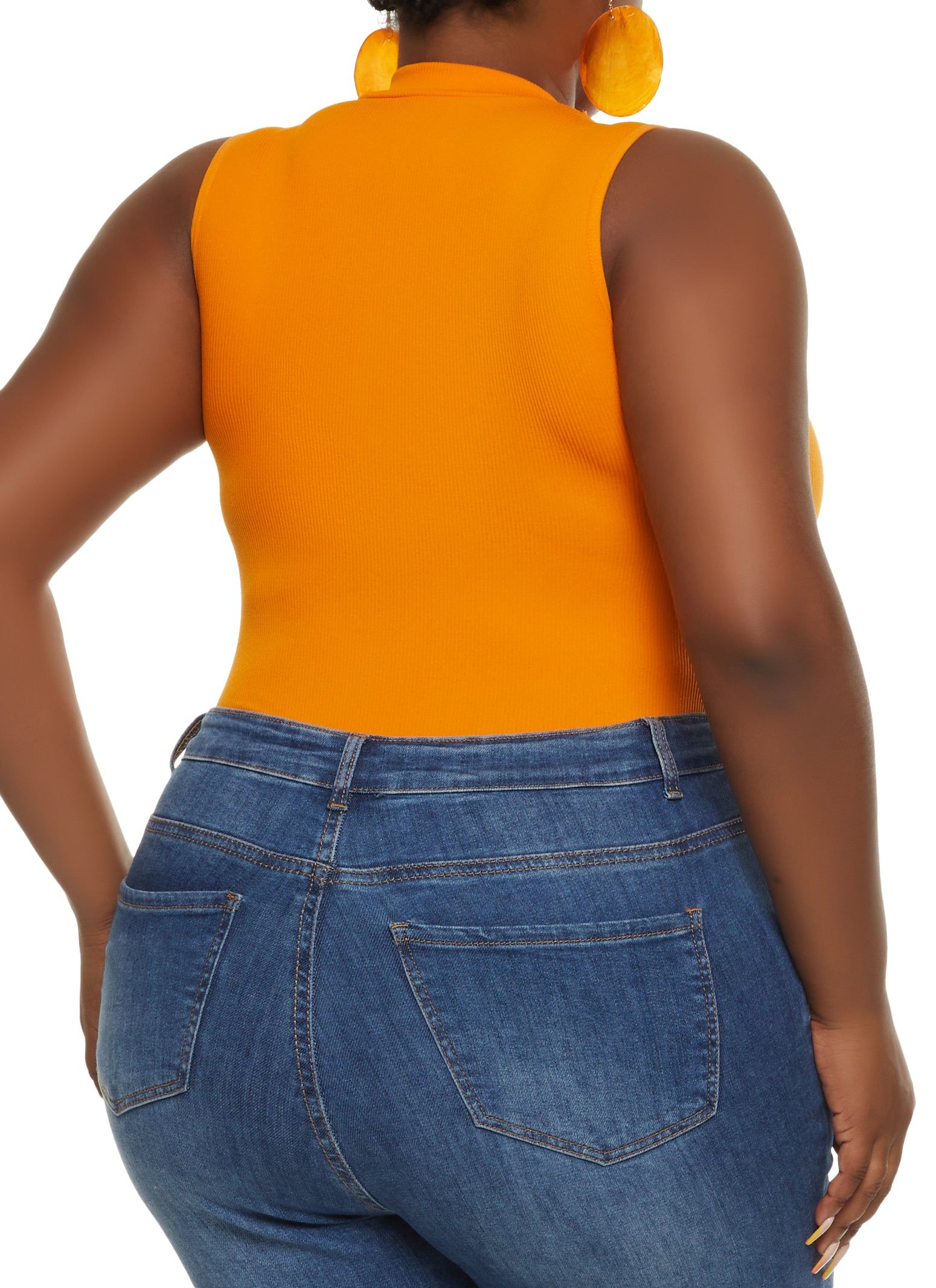 Plus Size Seamless Mock Neck Keyhole Bodysuit sold by Rainbow product image thumbnail 3